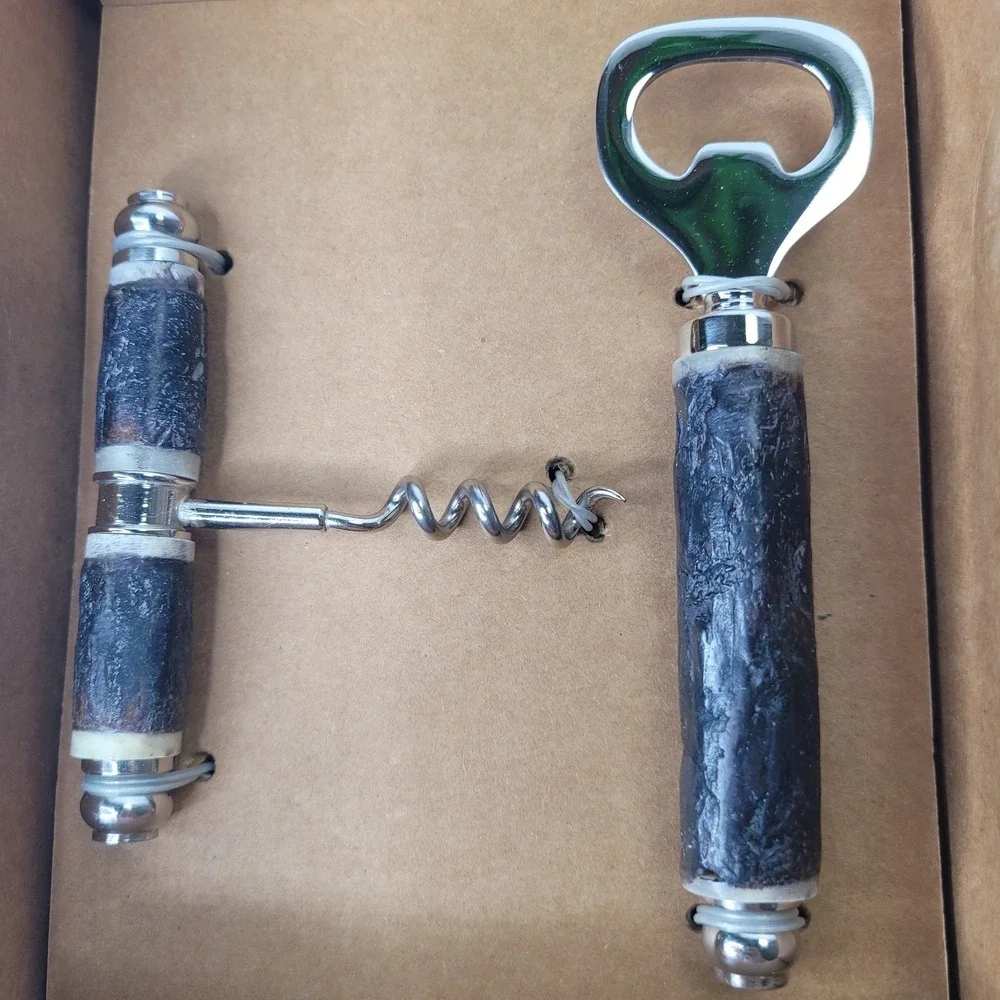Williams Sonoma Walnut‎ Bark Bar Tool Set & Spreaders Corkscrew New Old Stock